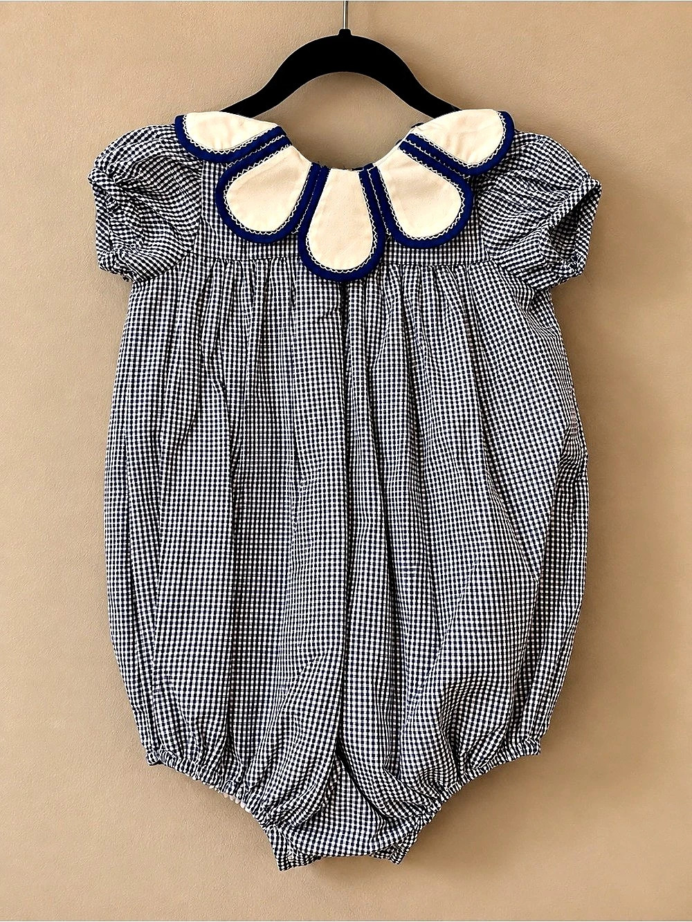 The Proper Peony Baby Gingham Romper Blue & White 24M